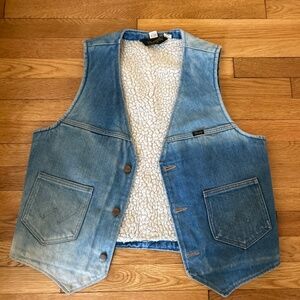 Vintage Wrangler Vest Shearling Lined 1970s Large